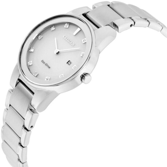 CITIZEN GA1050-51B AXIOM ECODRIVE WHITE DIAMOND DIAL SILVER STEEL WOMENS WATCH main image 6